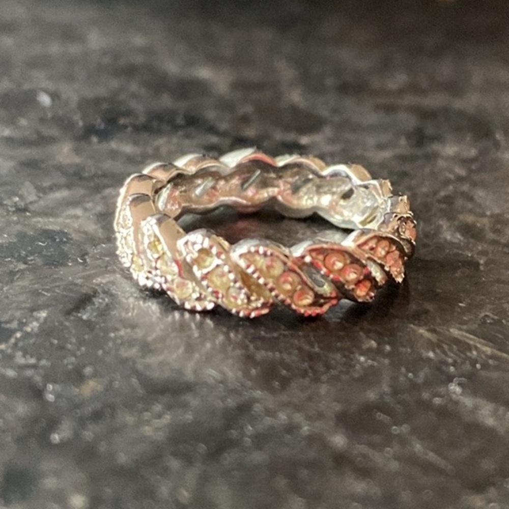 Silver and crystal braided band ring. Could be‎ bridal band ring